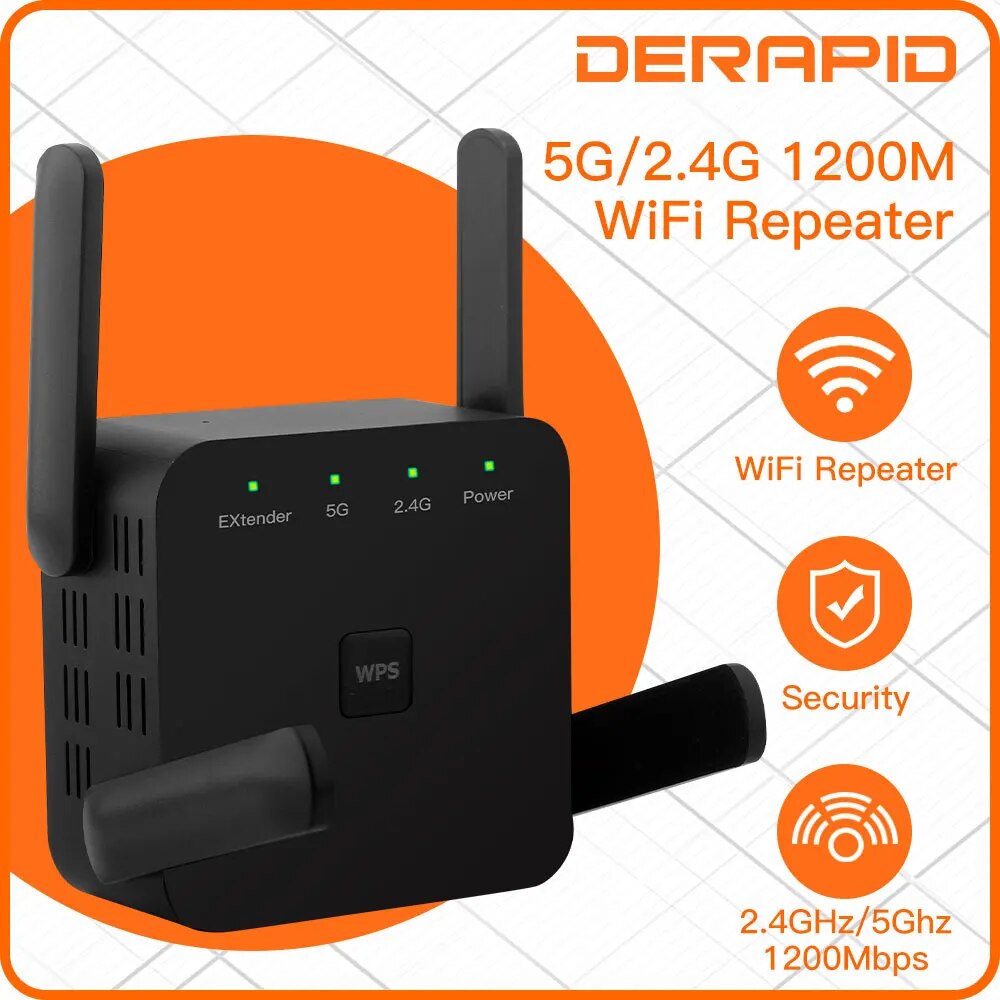 Wifi Range Extender - WiFi Repeater 1200Mbps 2.4GHz/5GHz Wireless Range