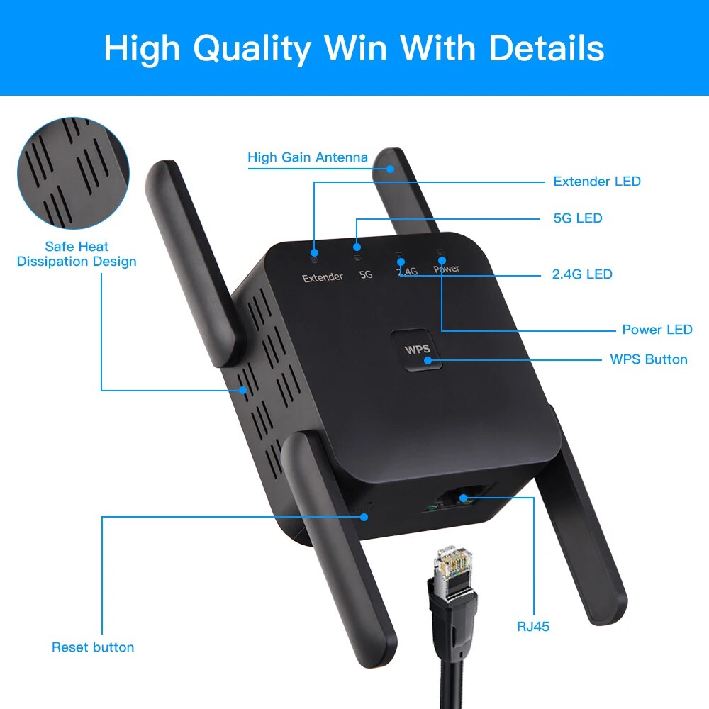WiFi Repeater 1200Mbps 2.4GHz/ - Wifi Range Extender 评论和价格